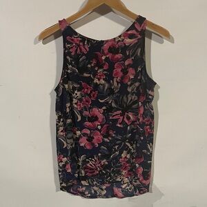 Allison Joy Floral Sleeveless Top - Navy and Pink